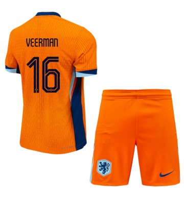 Netherlands Joey Veerman #16 Replica Home Stadium Kit for Kids Euro 2024 Short Sleeve (+ pants)